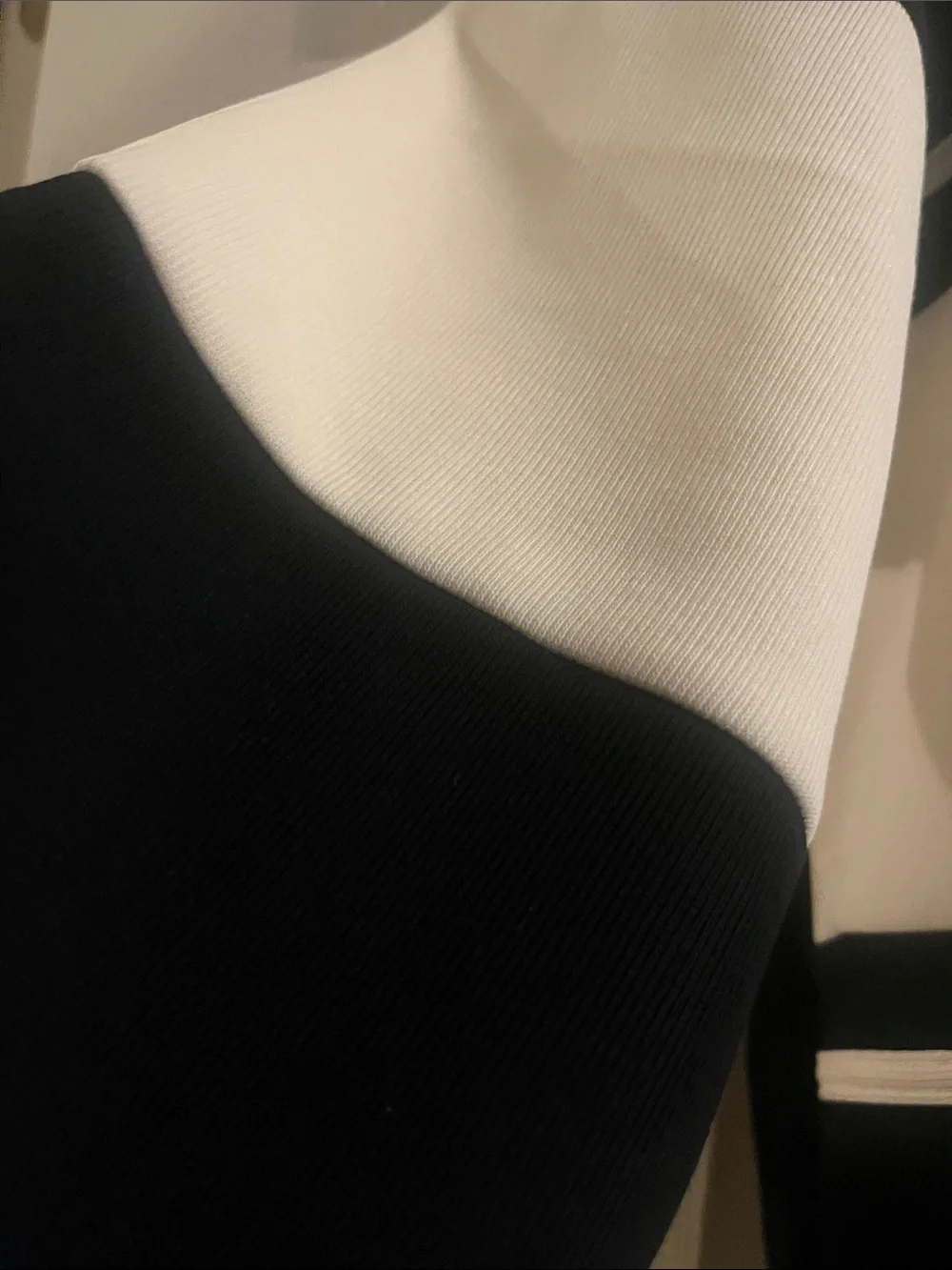 Black and White Colorblock Collared Men's Sweater